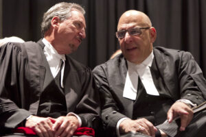 Patrick Ducharme and Harvey Strosberg in gowns